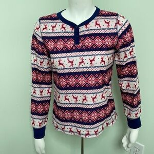 Lanz of Salzburg Two Piece Reindeer Fair Isle PJs